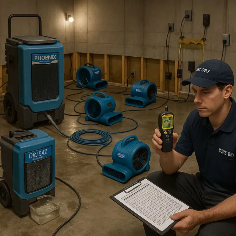 Structural Drying and Dehumidification process in Tice, FL